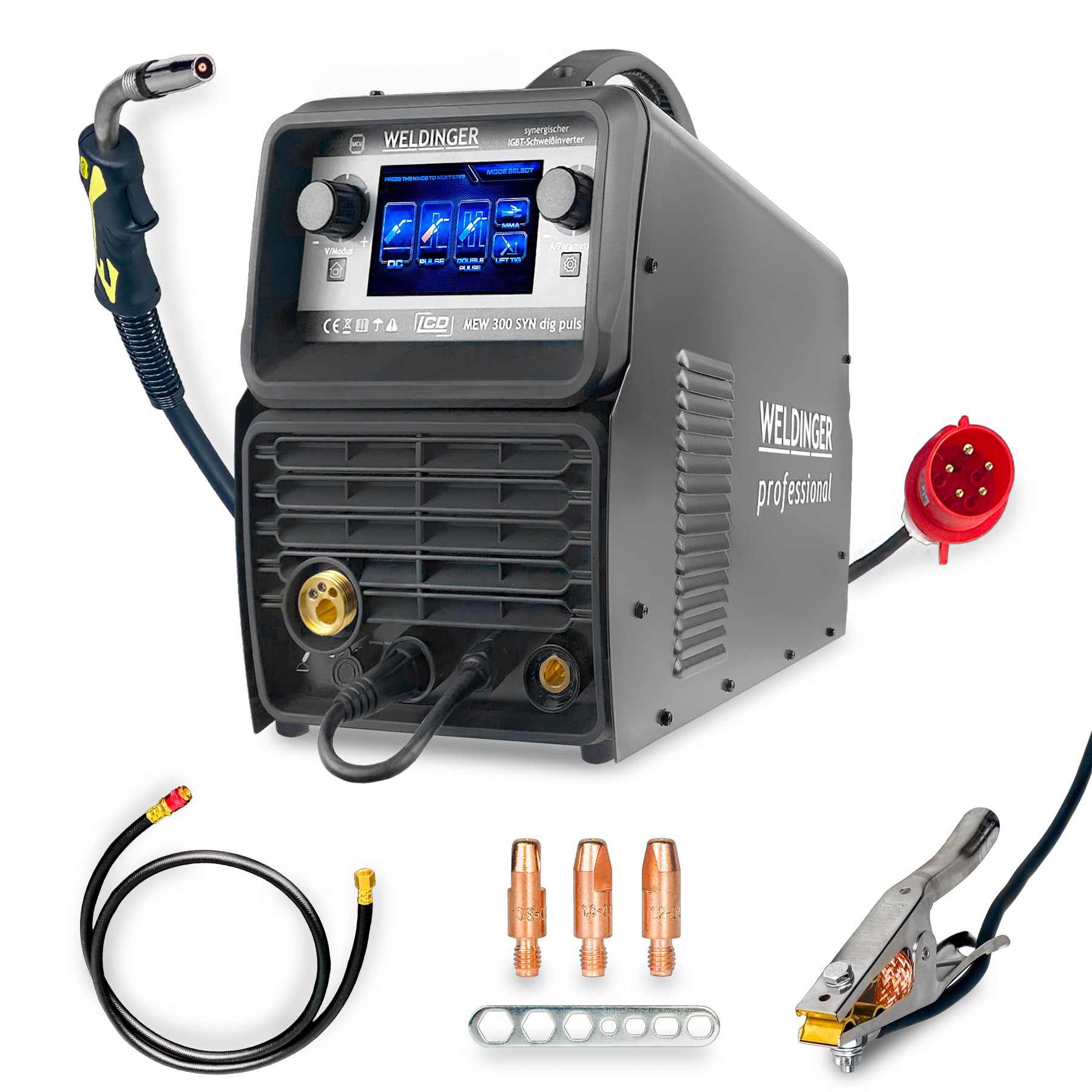 WELDINGER Kombi-Schweißinverter MEW 300 SYN dig puls professional (400 V, 300 A)