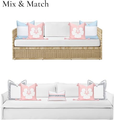 Miniatura 10 de Hofdeco Premium Funda de almohada Coastal Patio para interiores y exteriores, 20 x 20 pulgadas, repelente al agua para patio trasero, sofá, rosa