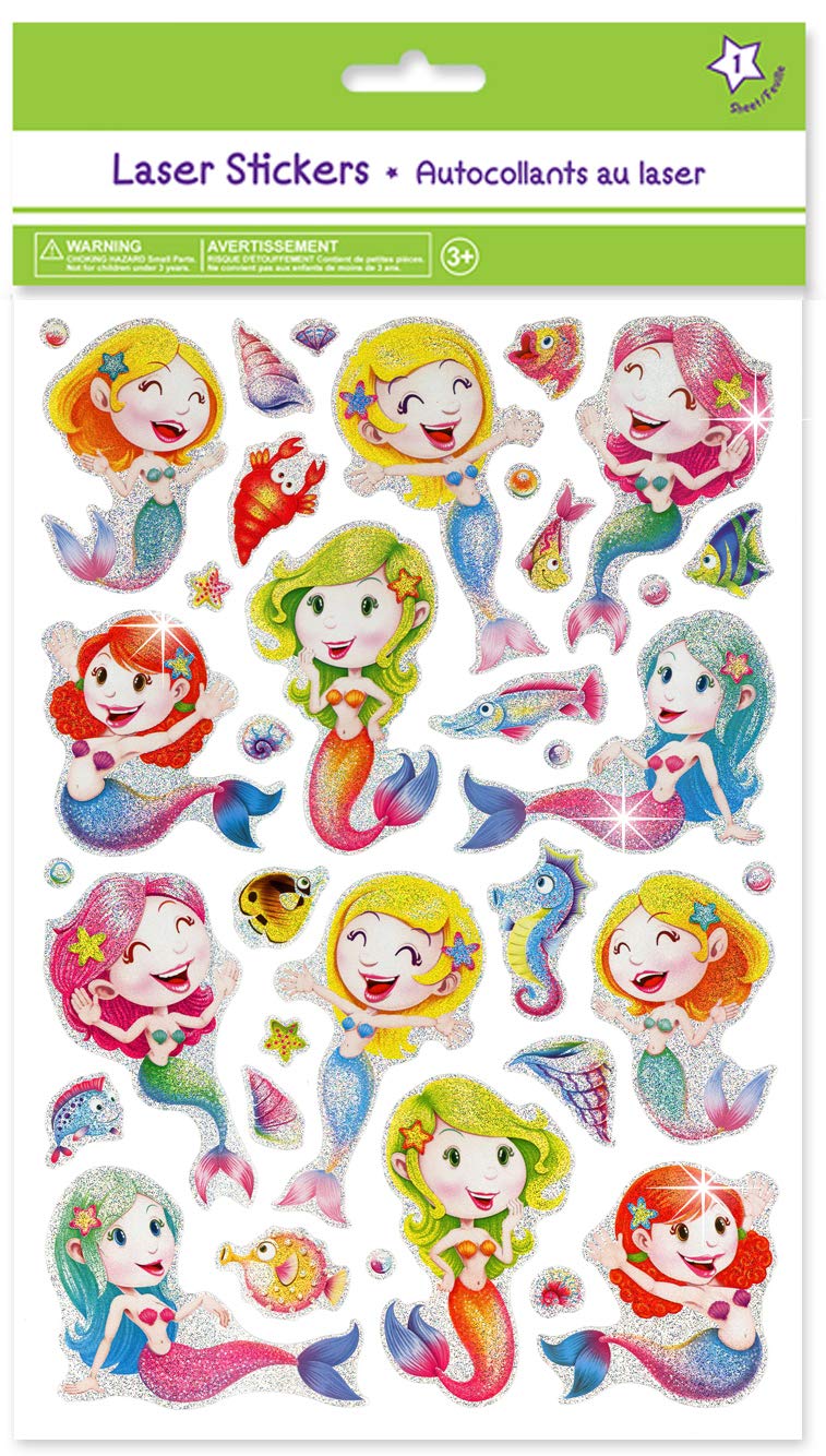 Mermaid Stickers for Kids - Mermaid Sticker Girls Sparkly Stickers for Girls for Adults Cute Cool Mermaids Envelope Sticker Rainbow Scrapbook