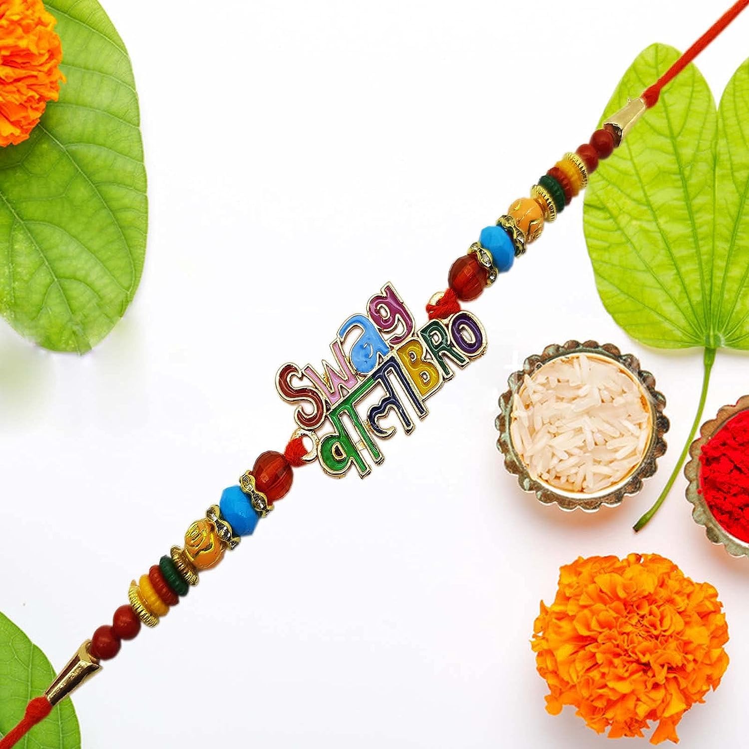 Ascension Kundan Meena Rakhi Set For Bhaiya & Bhabhi - Traditional Raksha Bandhan Gift With Tilak Pack