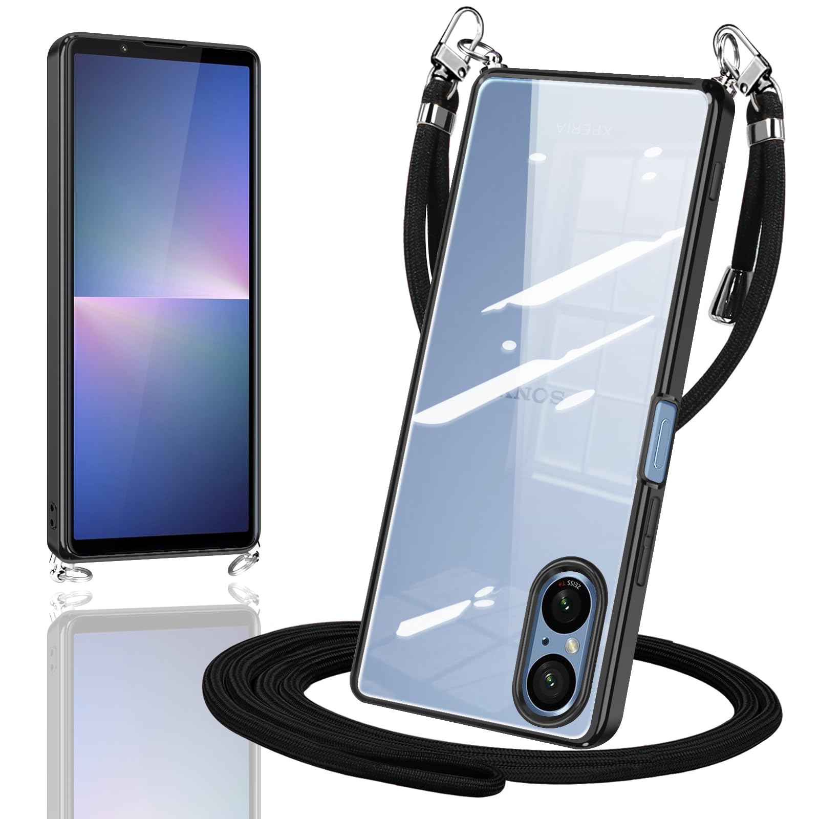 Amazon.co.jp: Xperia 5 V 用の ケース クリア ショルダー 透明