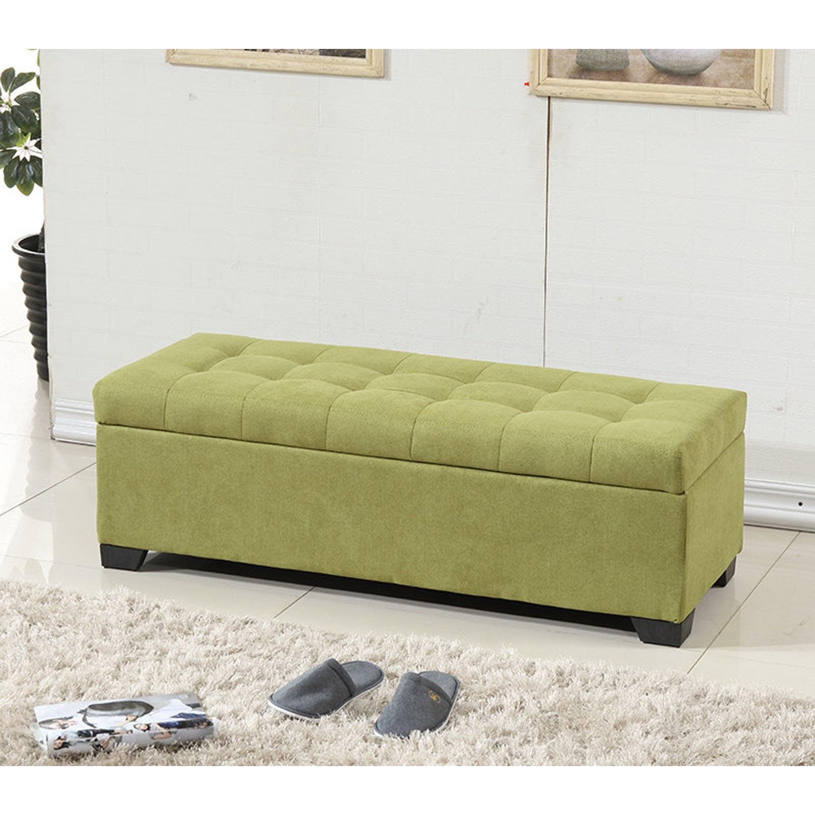 Banc ottoman de rangement rembourré et coffre de lit gain de place