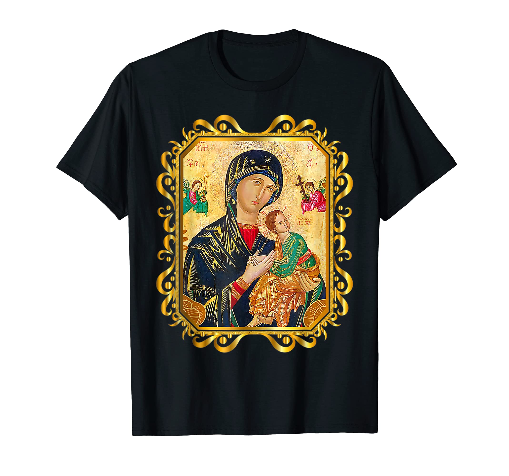 Our Lady of Perpetual Help Blessed Mother Mary Catholic Icon T-ShirtOEKO-TEX STANDARD 100