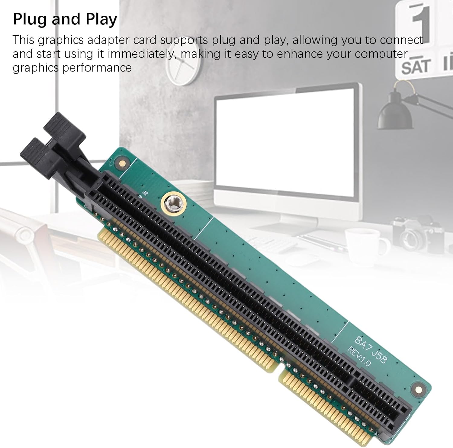 PCIe 16x Riser Card, PCI Express 16x Riser Card, 5C50W00877 Network Adapter Card Replacement for P340 P350 M90Q P620 P1000, High Stability, Plug and Play (with Back Plate)