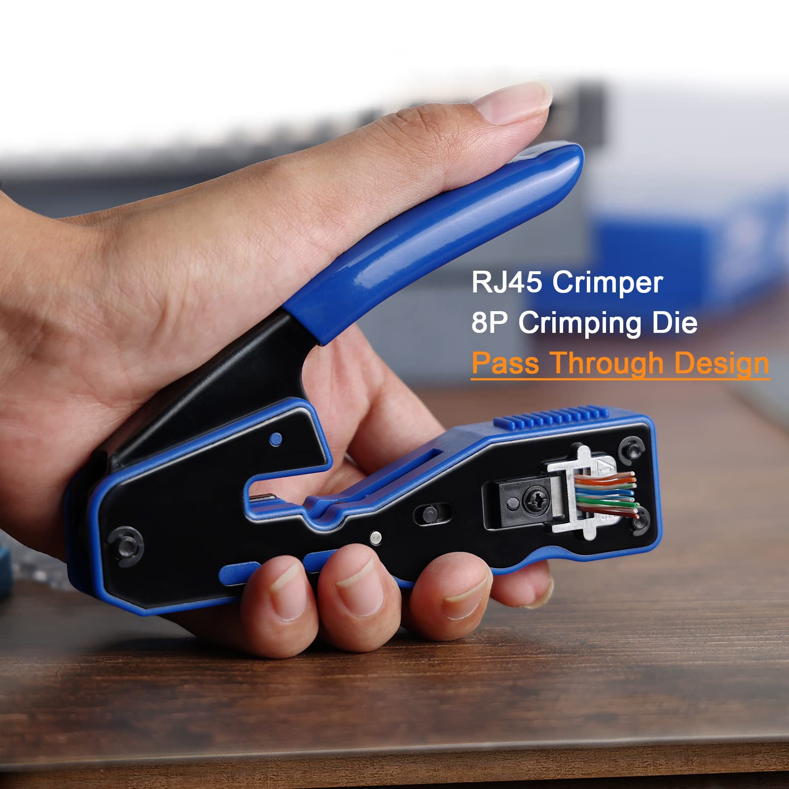Kit de crimpado RJ45 para pasar a través de Ethernet RJ45, kit de herramientas de crimpado Cat5e Cat6