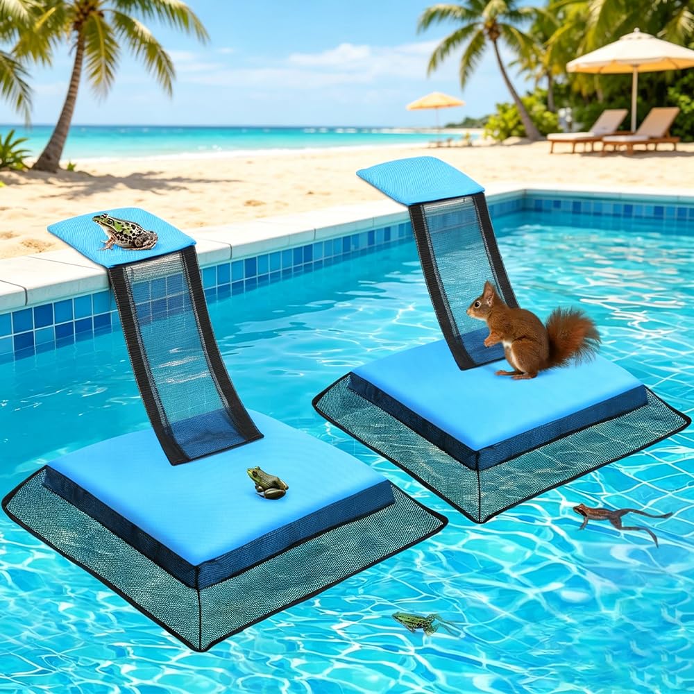 Rampa de Escape para Piscina, SGZIOO 2 Piezas Flotante Almohadilla de Escape para Mascotas, Inflable Rampas de Escape Salva a Ranas, Patos, Aves y Otros Animales Pequeños de Ahogarse