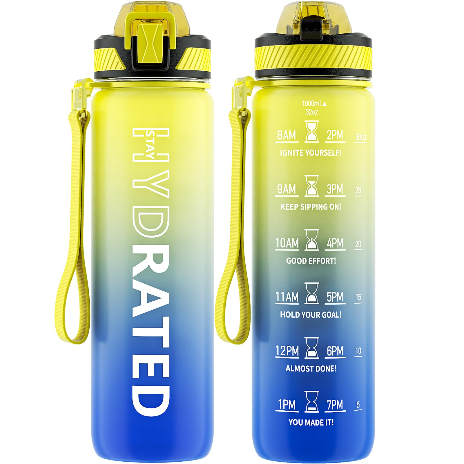 32 Oz Motivational Water Bottle With Time Marker & Straw - BPA - View #4