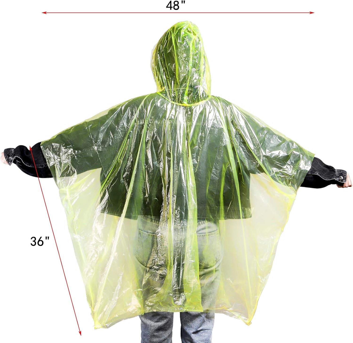 20 Pack Disposable Rain Ponchos for Adults, Clear Plastic Emergency Raincoats with Hood, Individually Wrapped Bulk Rain Ponchos Waterproof Family Pack Camping - Image 2