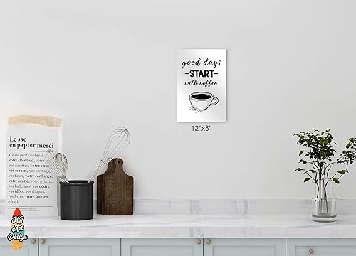 Miniatura 5 de HB Art Design Good Days Start with Coffee Black And White Mug Metal Print Wall Art Coffee Bar Decor Coffee Signs Kitchen Wall Decor Dining Room