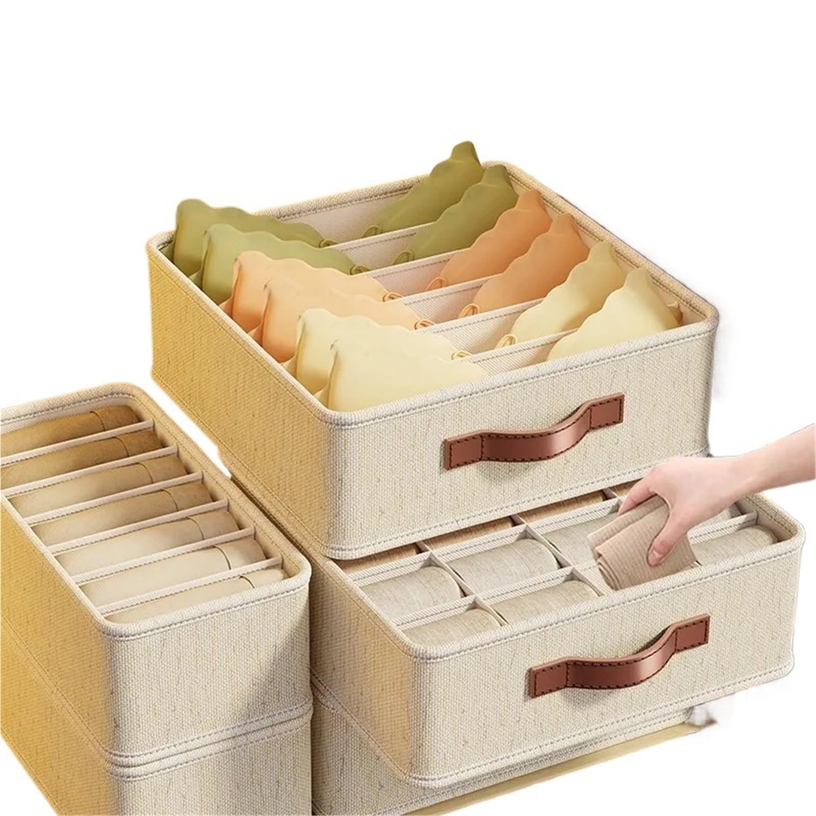 Organizzatore per cassetti di Biancheria Intima, Scatola Porta Calze, Reggiseno 1/2/4 Pezzi, Scomparto Pieghevole