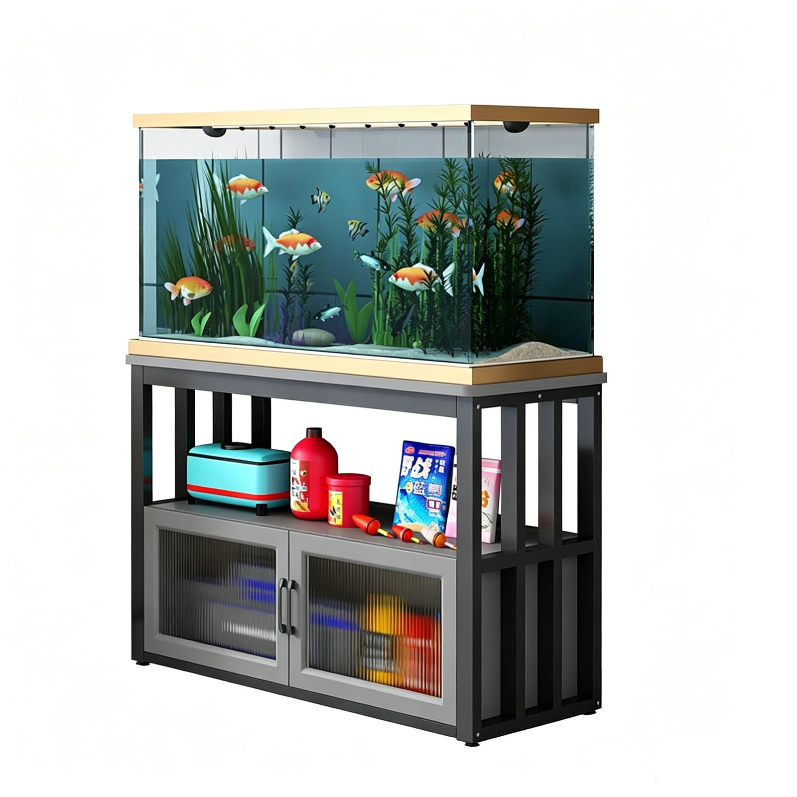 Mesa De Acuario con Almacenamiento por Zonas,con Estante Abierto