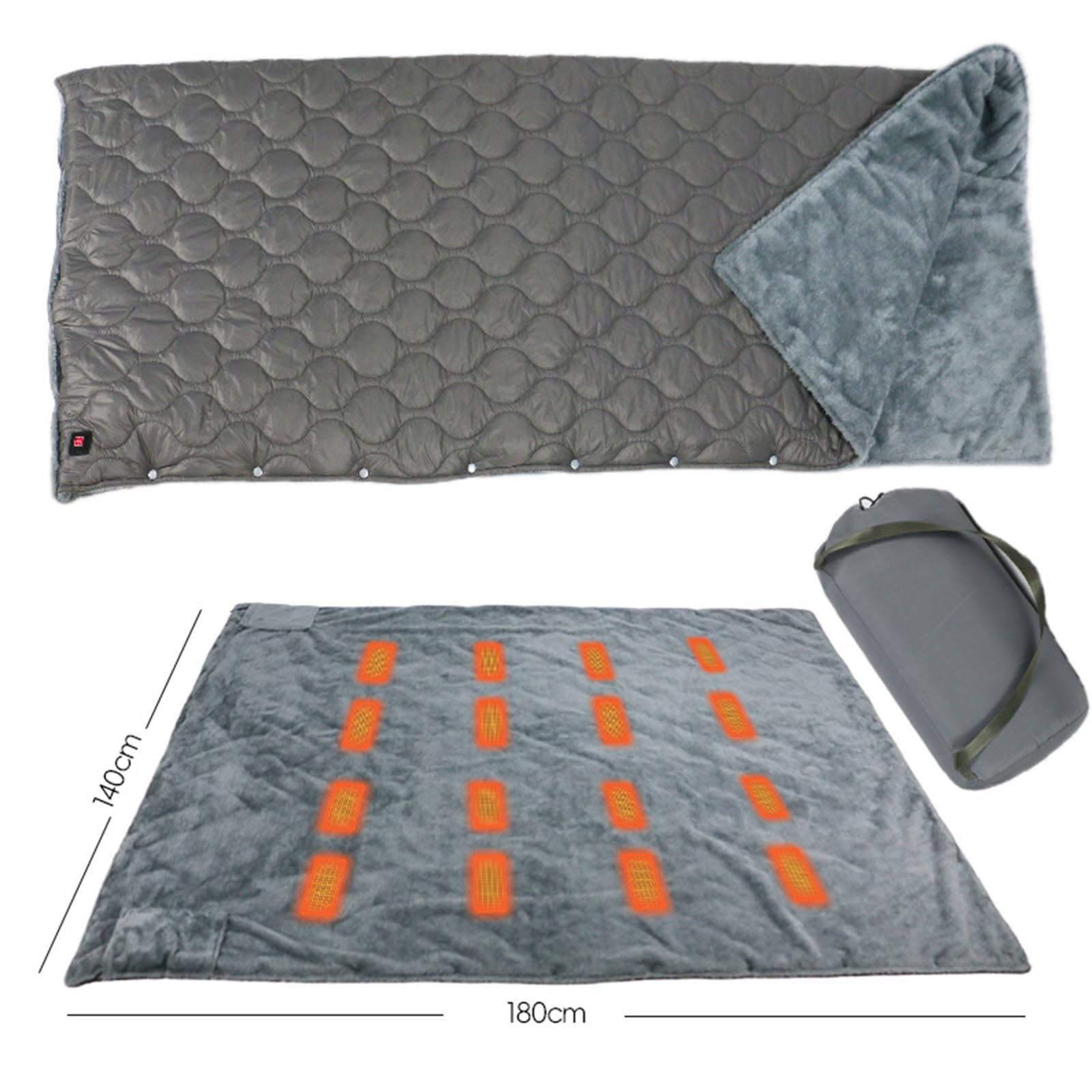 Grande 180x140cm Backpacking Coperta Elettrica USB Propulsiva 3 Configurazione Temperatura Surwarm Sicurezza Impermeabile Travel Addition USB Riscaldato Coperta per Backpacking