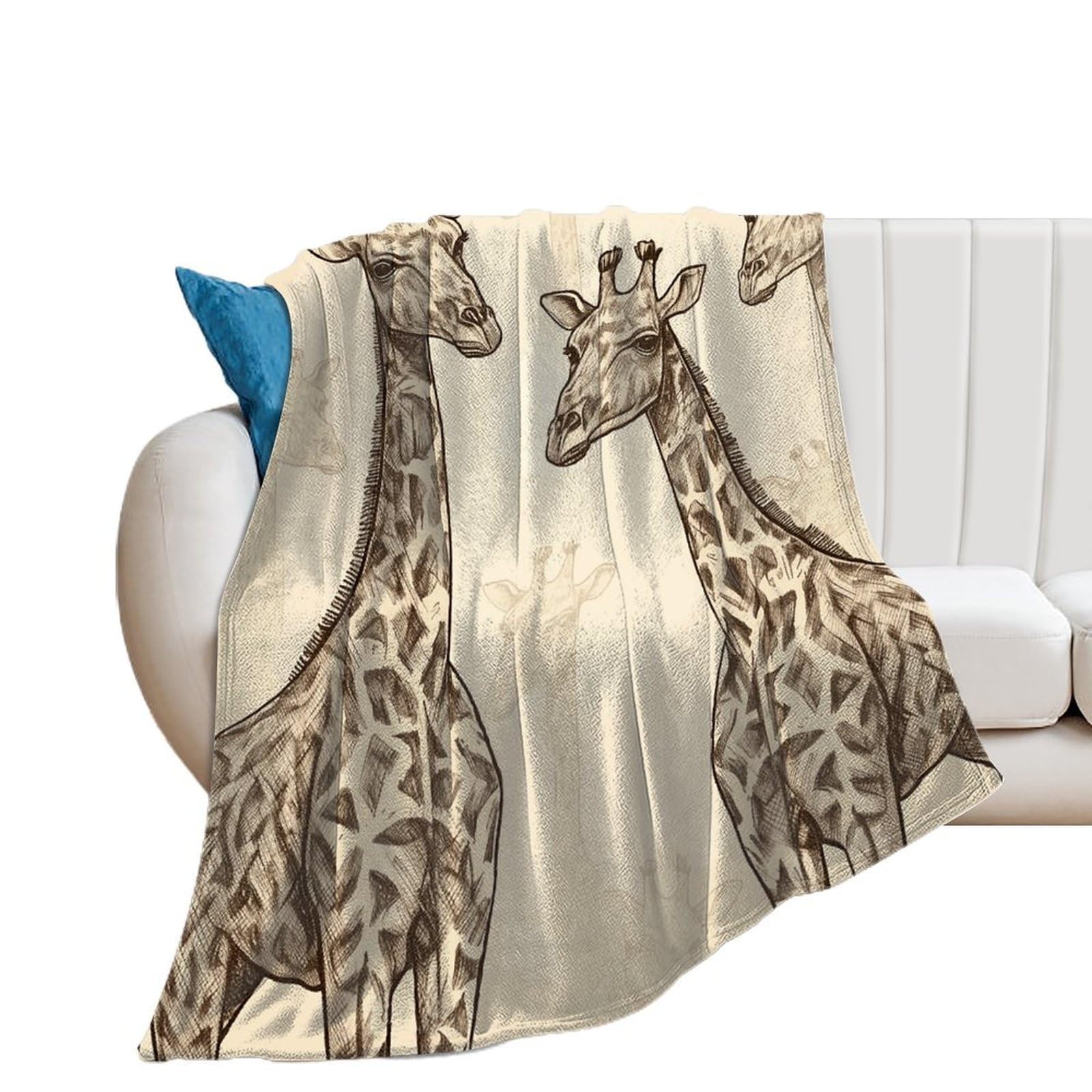Plaid lit et sofa motif girafe pour des soirées cocooning chaleureuses en flanelle