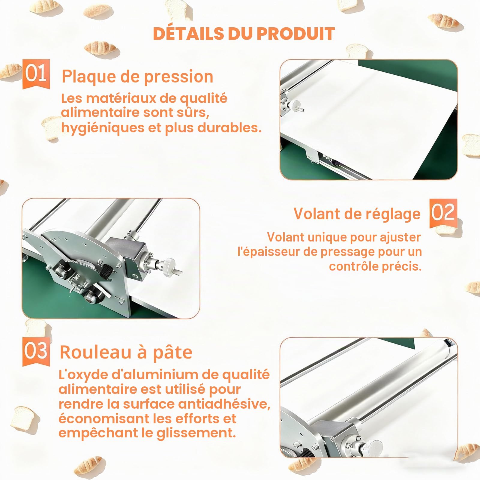 Machine à laminer la pâte Pliable, Machine à laminer la pâte électrique, Laminoir à pâte à Croissants, Machine à laminer la pâte Portable, Machine à pâte à épaisseur réglable