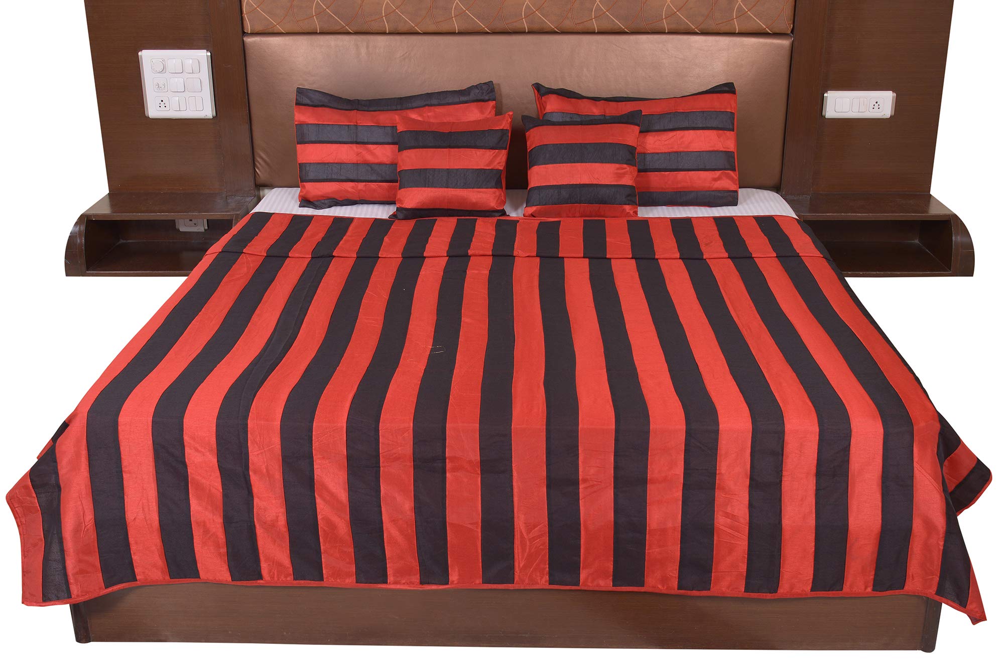 JABAMA® Multi Polysilk Stripes Design Bed Cover with 2 Pillow Cover & 2 Cusion Cover Set-picture-10