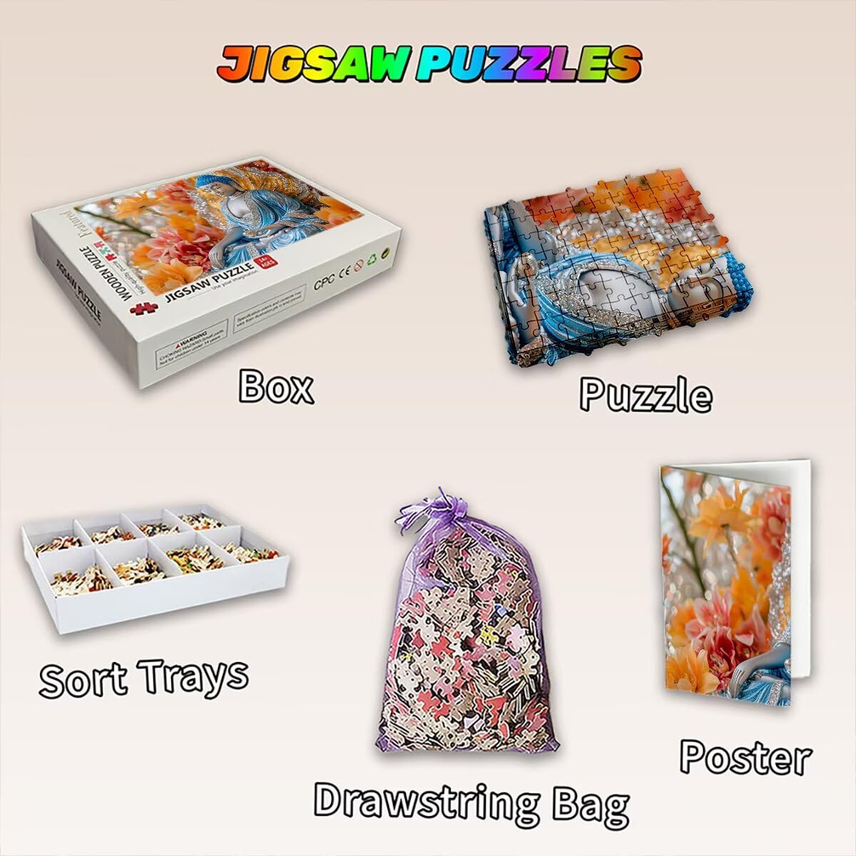 Puzzle 3000 elementów kwiatowe, abstrakcyjne puzzle dla dorosłych, klasyczne puzzle gry edukacyjne do aktywności rodzinnej, najwyższej jakości drewniane puzzle z pudełkiem na prezent dla mężczyzn