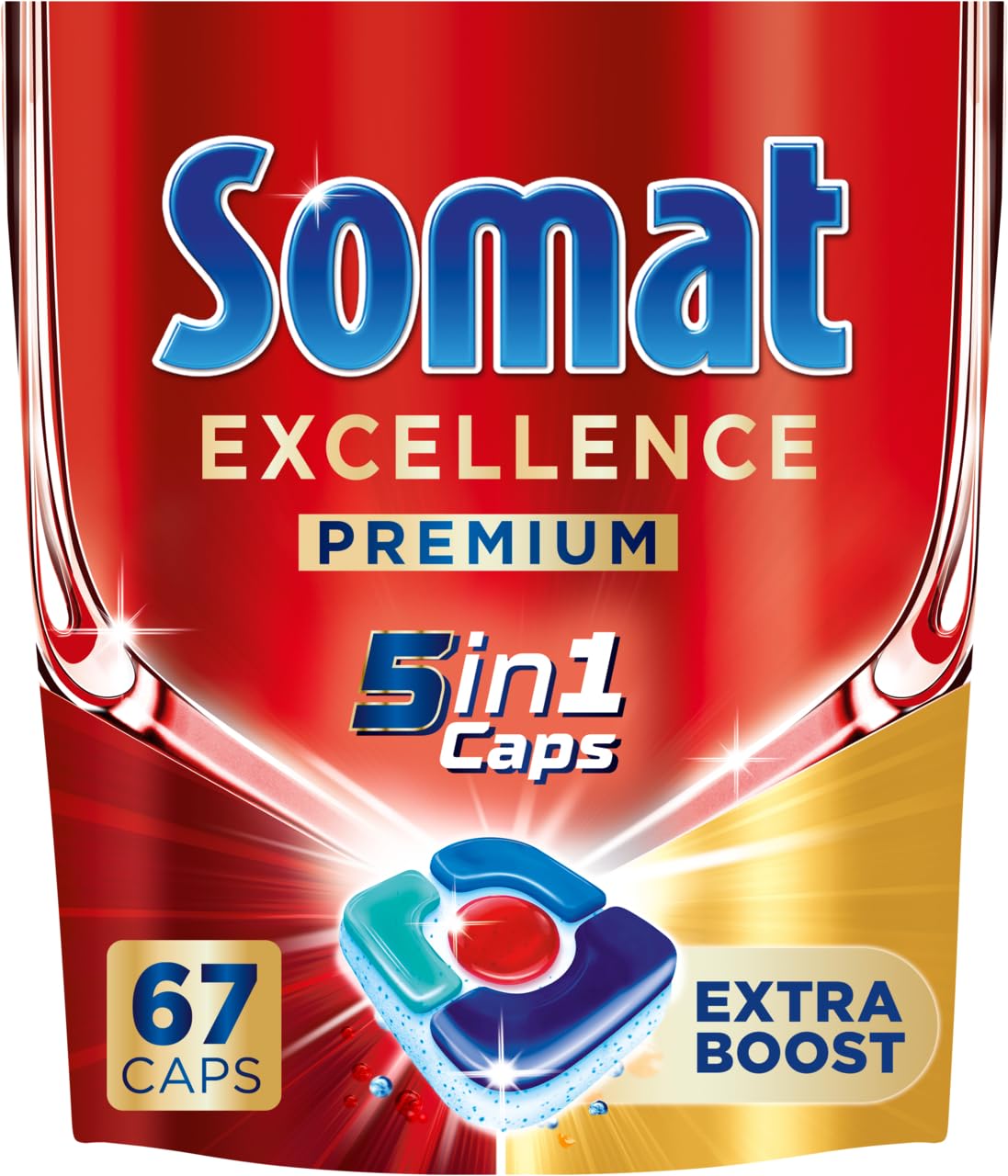 SOMAT 4in1 Caps 2x67 (134) AW Excellence, schnellauflösende Spülmaschinentabs mit Extra Boost, entfernen selbst hartnäckige + Somat Duo Power Experten 3 AW Maschinenreiniger 57g