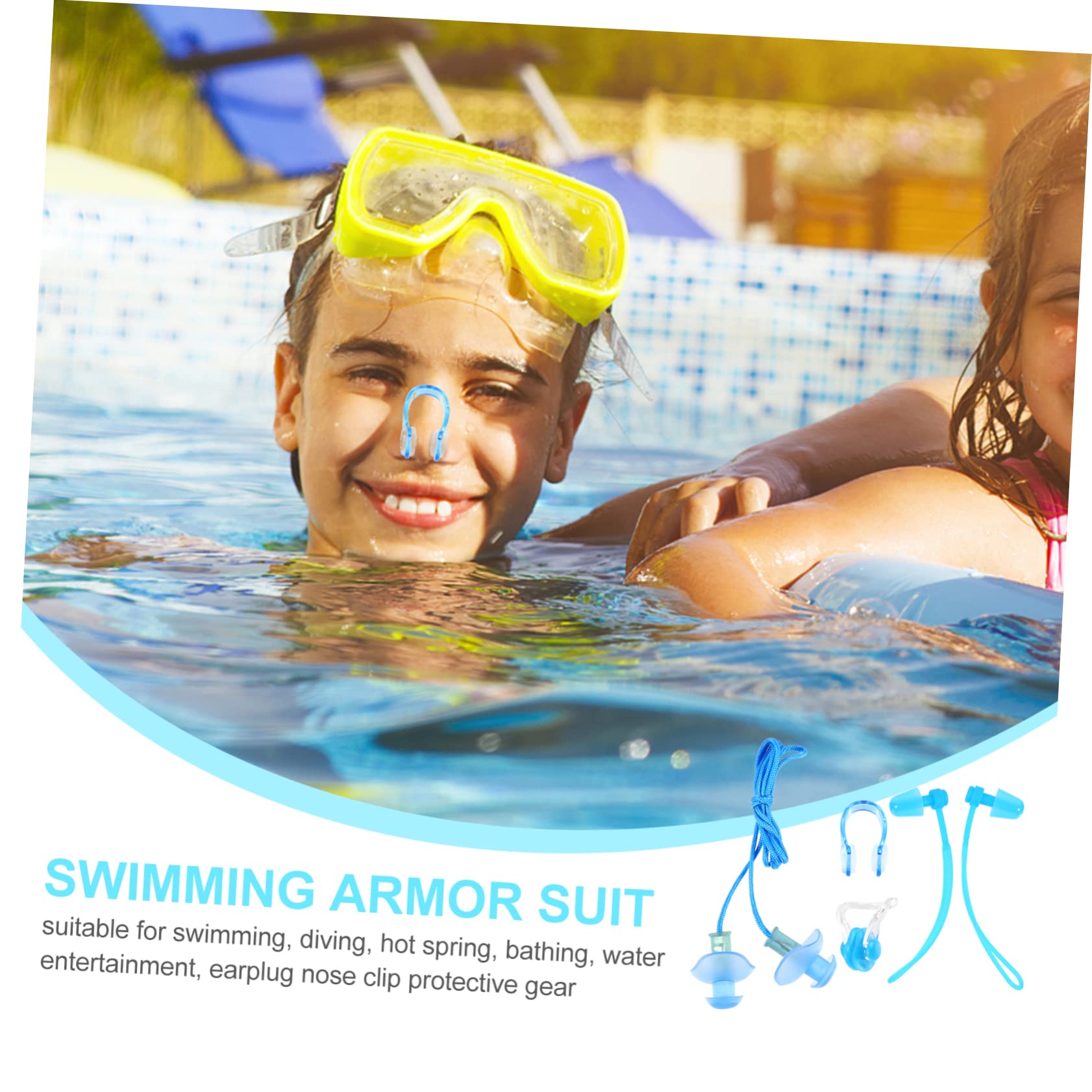 KICHOUSE Nose Clip Ear Plug Set Unisex Swimming Earplugs Nasal Splint Leak-Proof Water Ear Plugs for Swimming