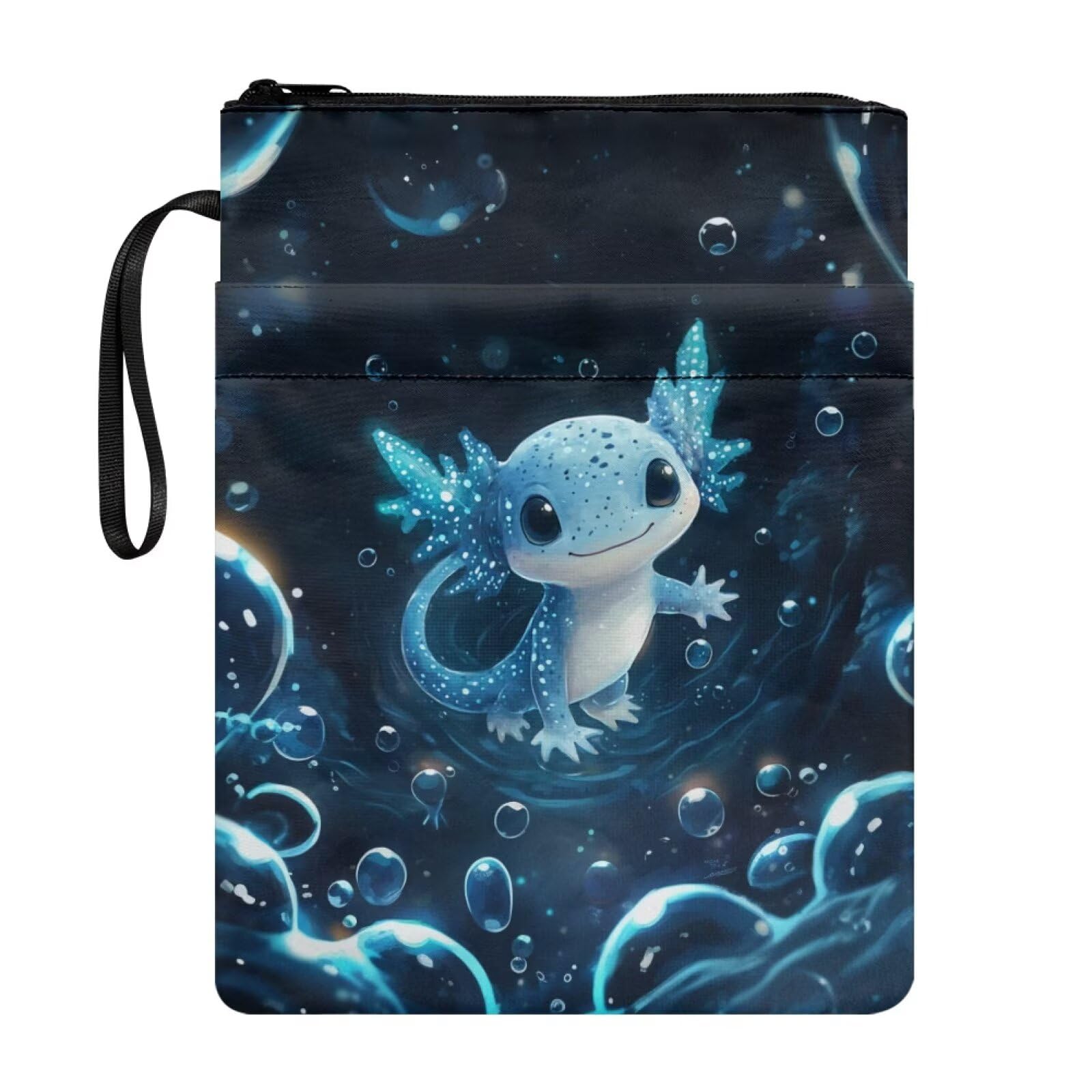 COEQINE Blue Axolotl Book Covers for Paperbacks for Women Teenager Lightweight Book Sleeve Pouch Large with Zipper 29 x 22 cm Back to School Gifts