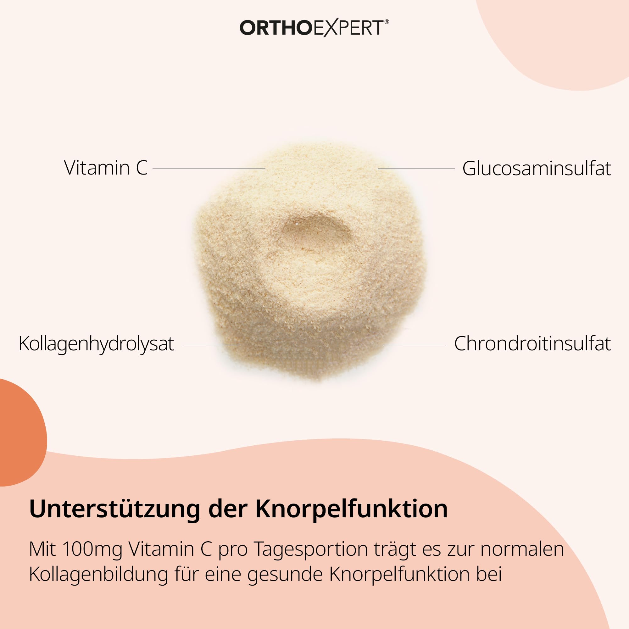 Gelenknahrung Trinkgranulat 30 x 8g - Mit Glucosaminsulfat, Chondroitinsulfat, Kollagenhydrolysat & Vitamin C - Fruchtgeschmack