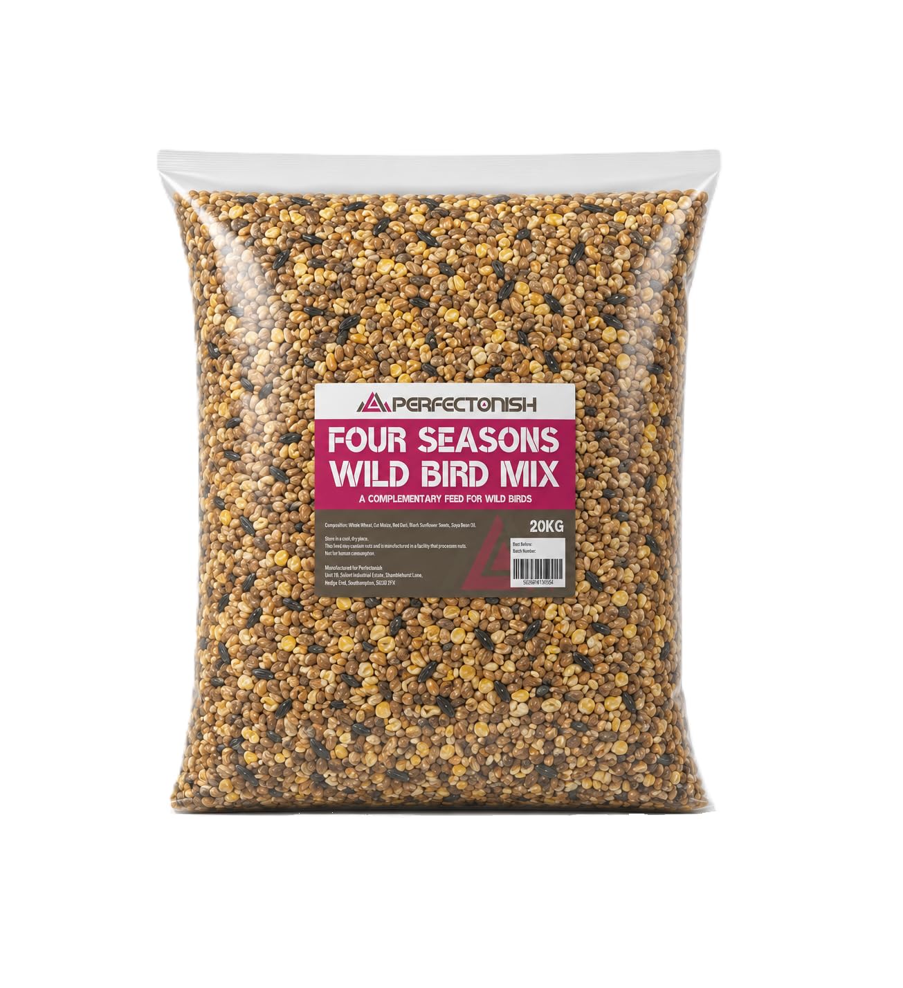 Perfectonish Pet Performance Four Season Wild Bird Seed 20kg | All Year Round Wild Bird Food with Black Sunflower Seeds | 100% Natural Bird Seed Mix for Small Garden Birds | Premium Garden Bird Feed