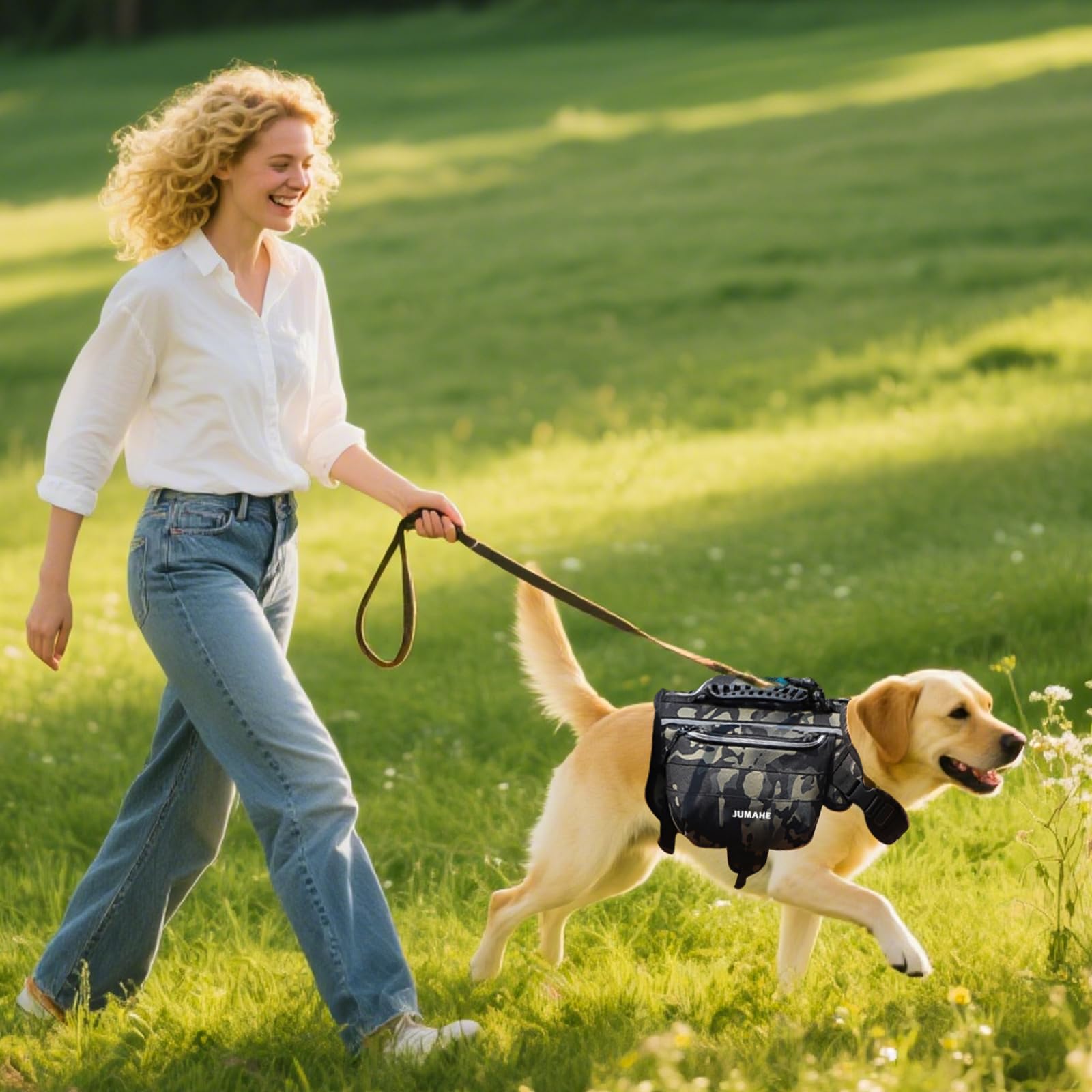 PETCUTE Zaino da Escursionismo per Cani, Imbracatura per Zaino per Cani con Strisce Riflettenti,Borsa da Sella per Cane con Tasche Laterali,per Viaggio Escursionismo