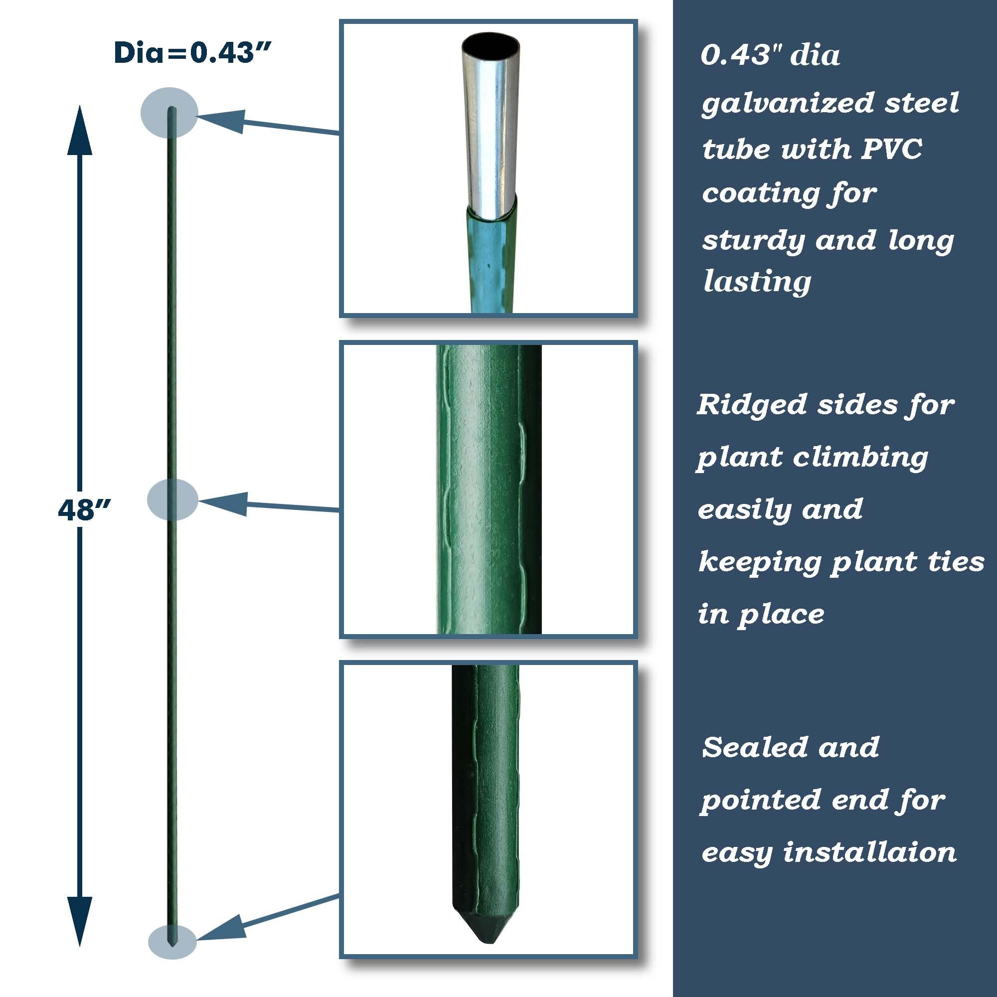 121,9 cm Pflanzenstütze Gartenstecker Stahl Pflanzstäbe 25 Stück