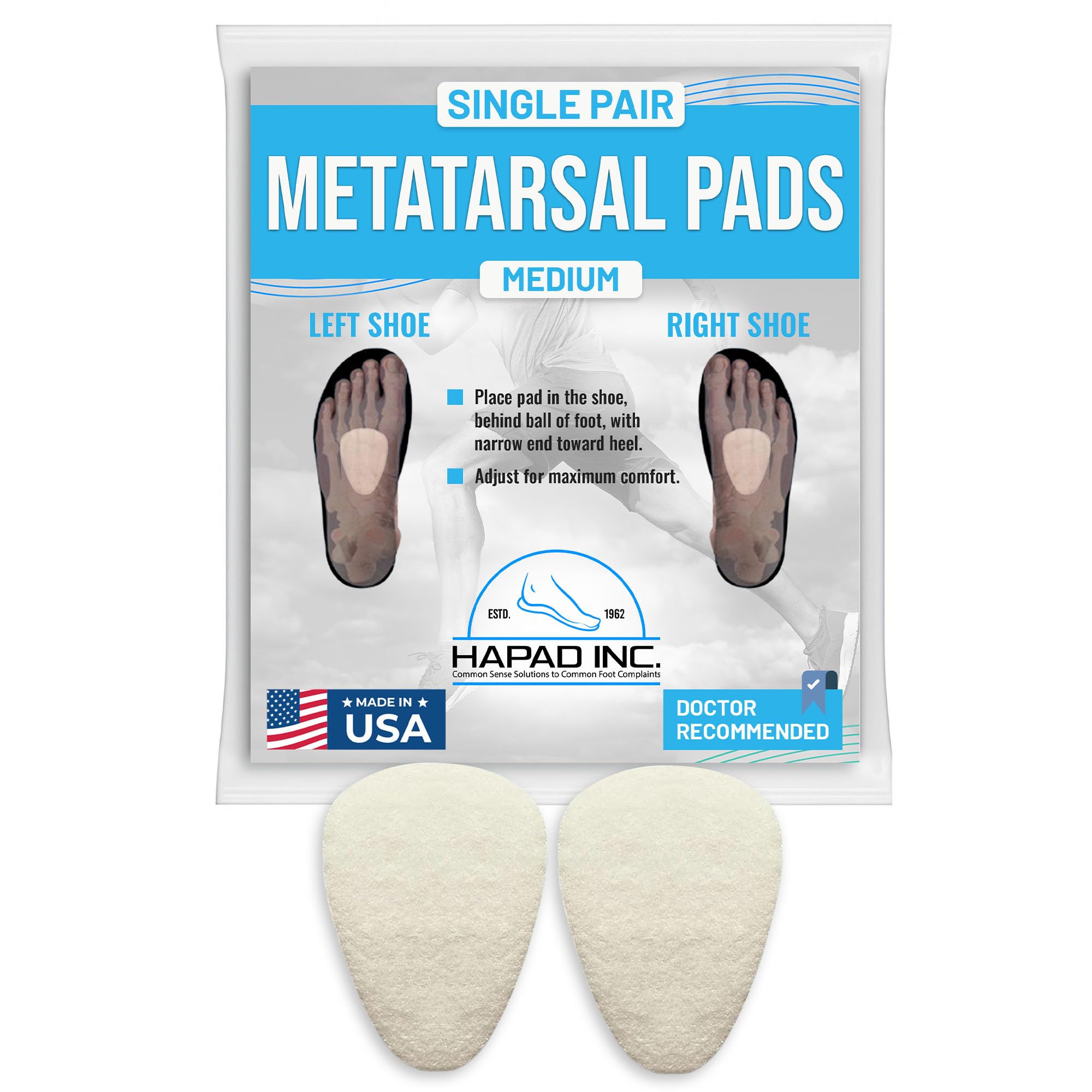 Photo 1 of HAPAD Metatarsal Pad 5/16" - Medium, Wool Felt Ball of Foot Pad - 1 Pair