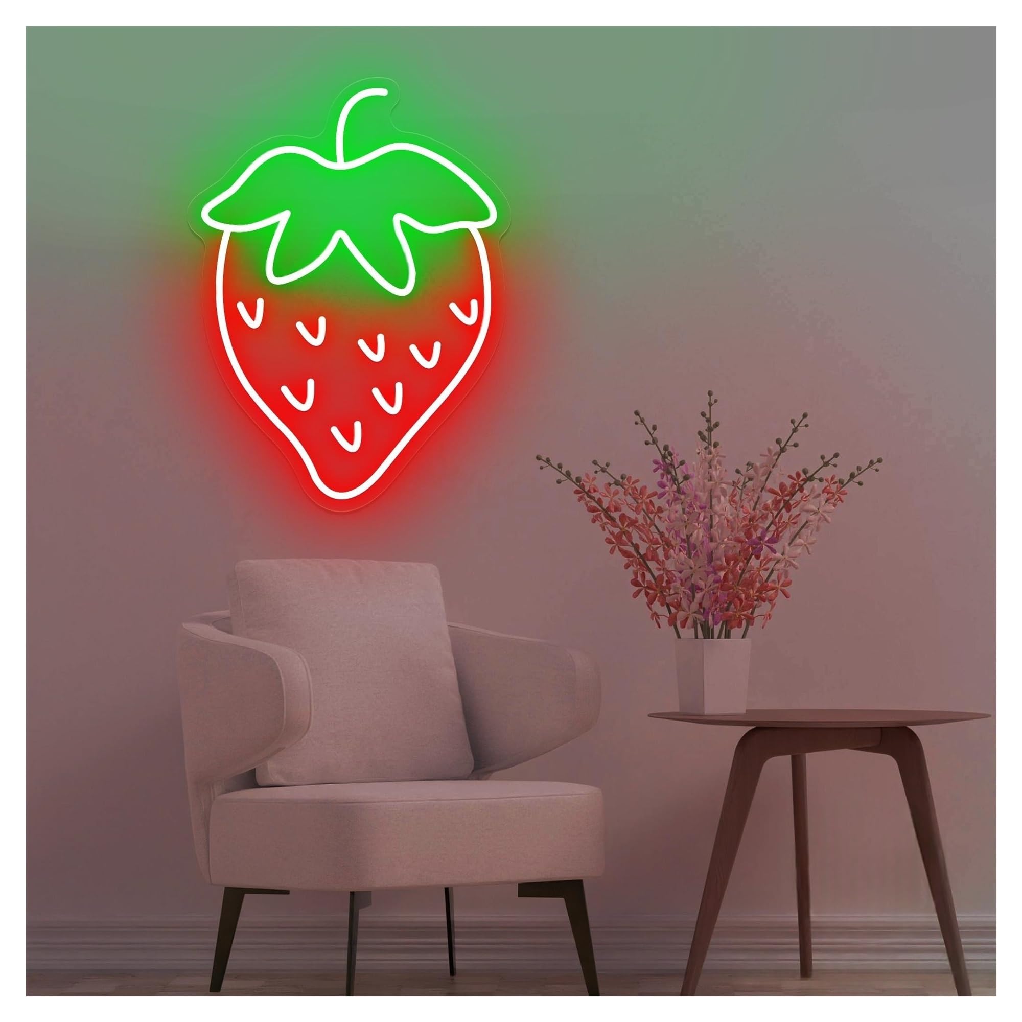 Shouxi A Sign Lamp Strawberry Neon Sign, Fruit Light For Wall Rt Decor, Farmhouse Kitchen 43Cm(A)
