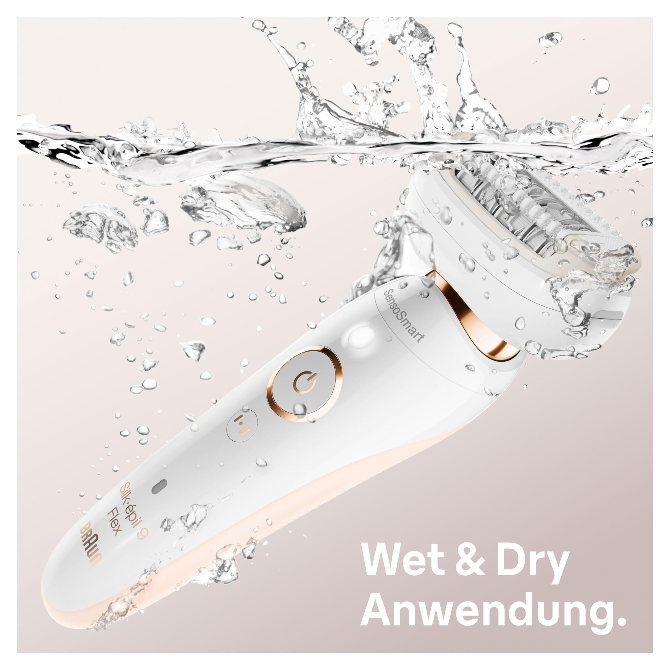 Braun Silk-épil 9 Flex Beauty-Set, Epilierer Damen / Haarentferner, rutschfester Handgriff und Druckkontrolle, mit flexiblem Kopf für einfachere Haarentfernung, 9020, weiß/gold