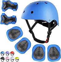 WayEee Kids Bike Helmet & Protective Gear Set - Adjustable 7-Piece for Ages 3-10, Knee Elbow Wrist Pads for Cycling Skating Scooter Boys Girls