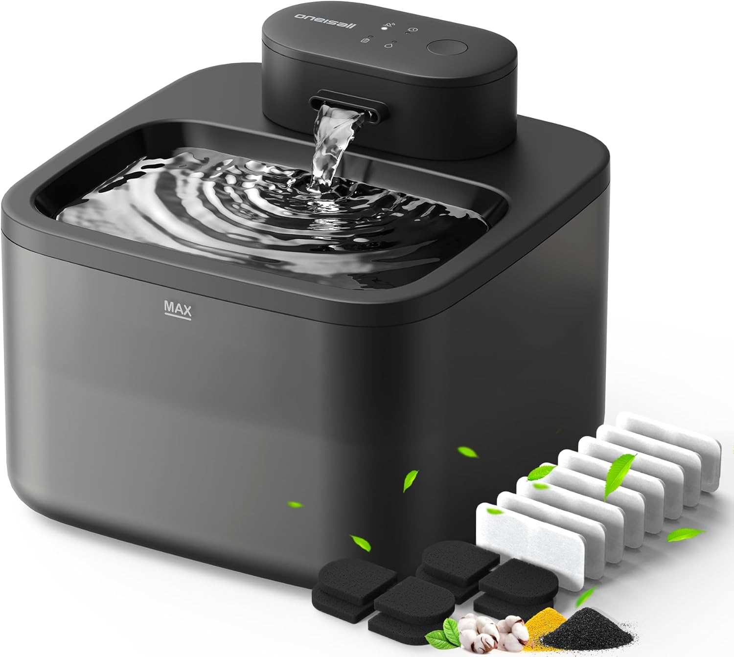 74oz/2.2L oneisall Wireless Cat Water Fountain with 9 Filters, Cordless Pet Water Fountains, Battery Operated for Cats Indoor, 20dB Ultra-Quiet