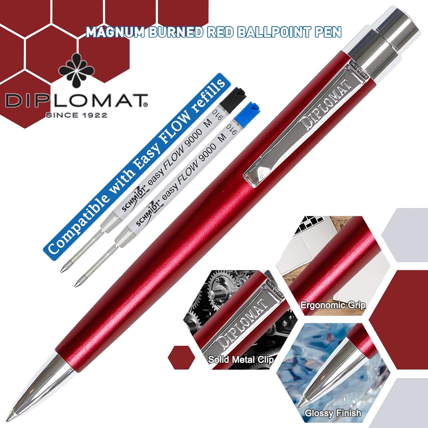 Lanier Pens Diplomat Magnum Ball Point Pen - Burned Red