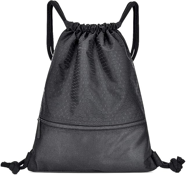 CestMall Drawstring Bag, Waterproof Drawstring Sport Bag Unisex PE Drawstring Bag Girls Boys, Gym Sack Bag with Inside and Outside Zipper Pockets Large Bag Brawstring19.5 * 16.5INCH (50 * 42CM)