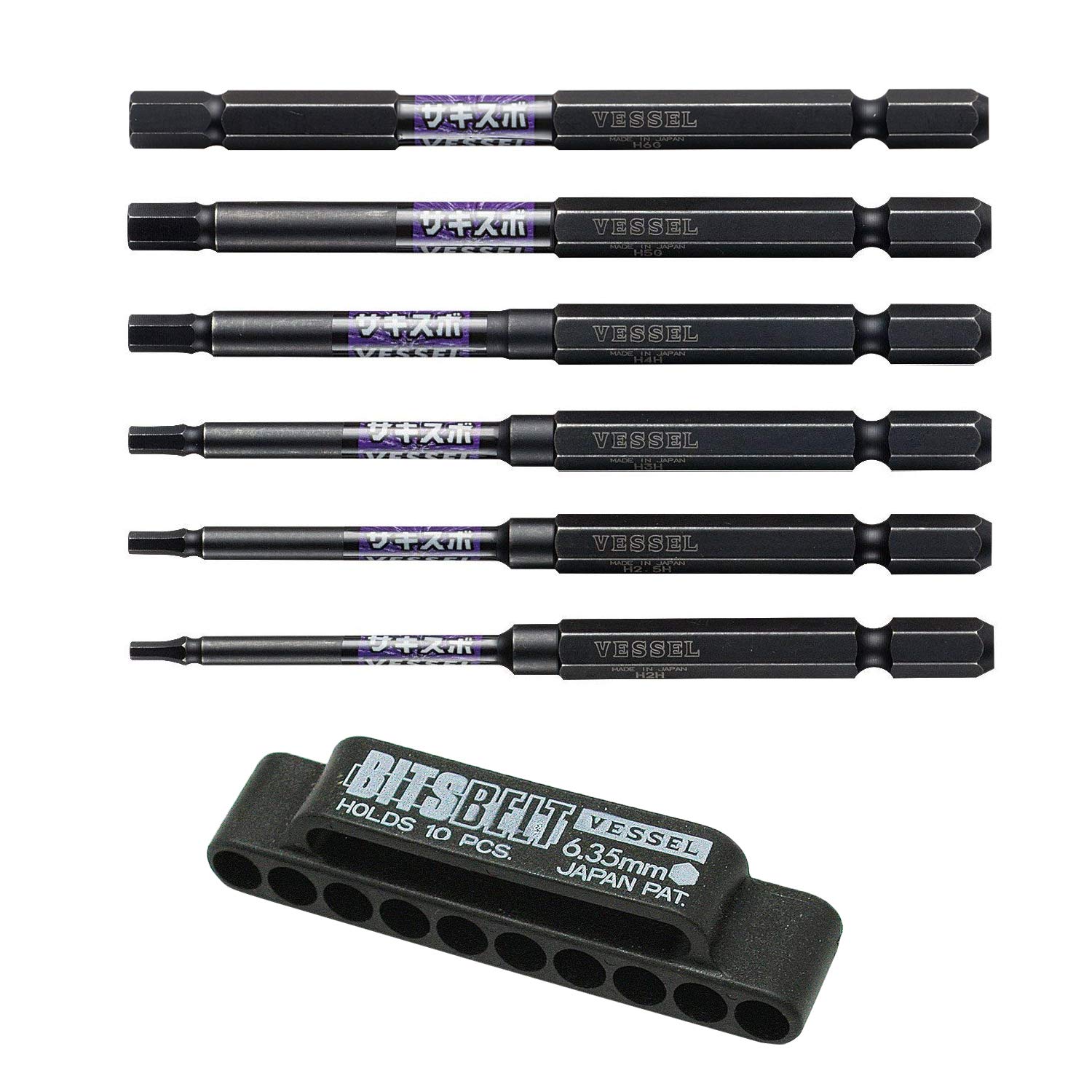 Vessel Hex Screwdriver Bit Set - 6 Pieces + Holder -1