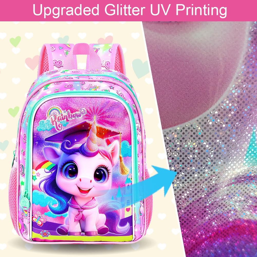 AGSDON Toddler Backpack for Girls, 13" Cute unicorn Preschool Bookbag - Image 8
