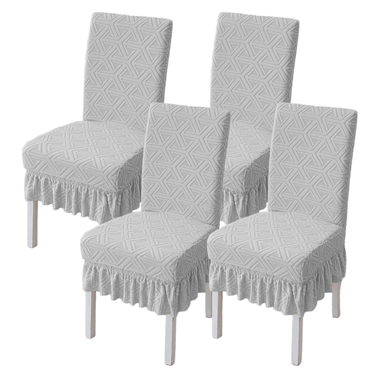 NMVAWIPT Stretch Dining Chair Slipcovers, Chairs Seat Cover For Room With Skirt, For Kitchen Hotel Party Banquet Wedding(1#,4 Set)