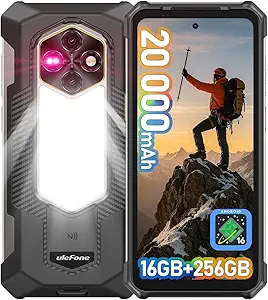 Ulefone RugKing 5 Pro Rugged Smartphone with 20,000mAh Battery, 64MP Camera, Night Vision, IP69K Waterproof, 6.78