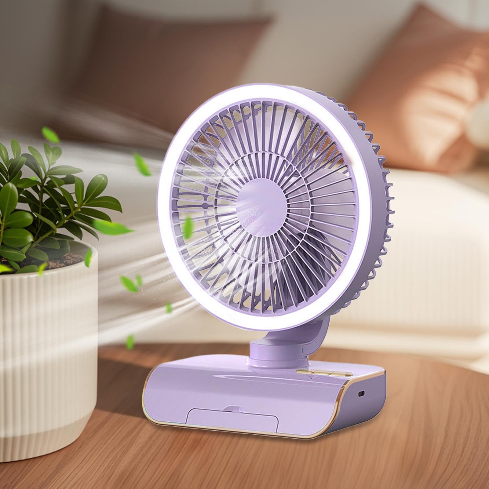 Genérico Ventilatore circolatore d'aria da scrivania, ricarica USB, multifunzione, potente, per ufficio, campeggio, viaggi, soggiorno, casa e camera da