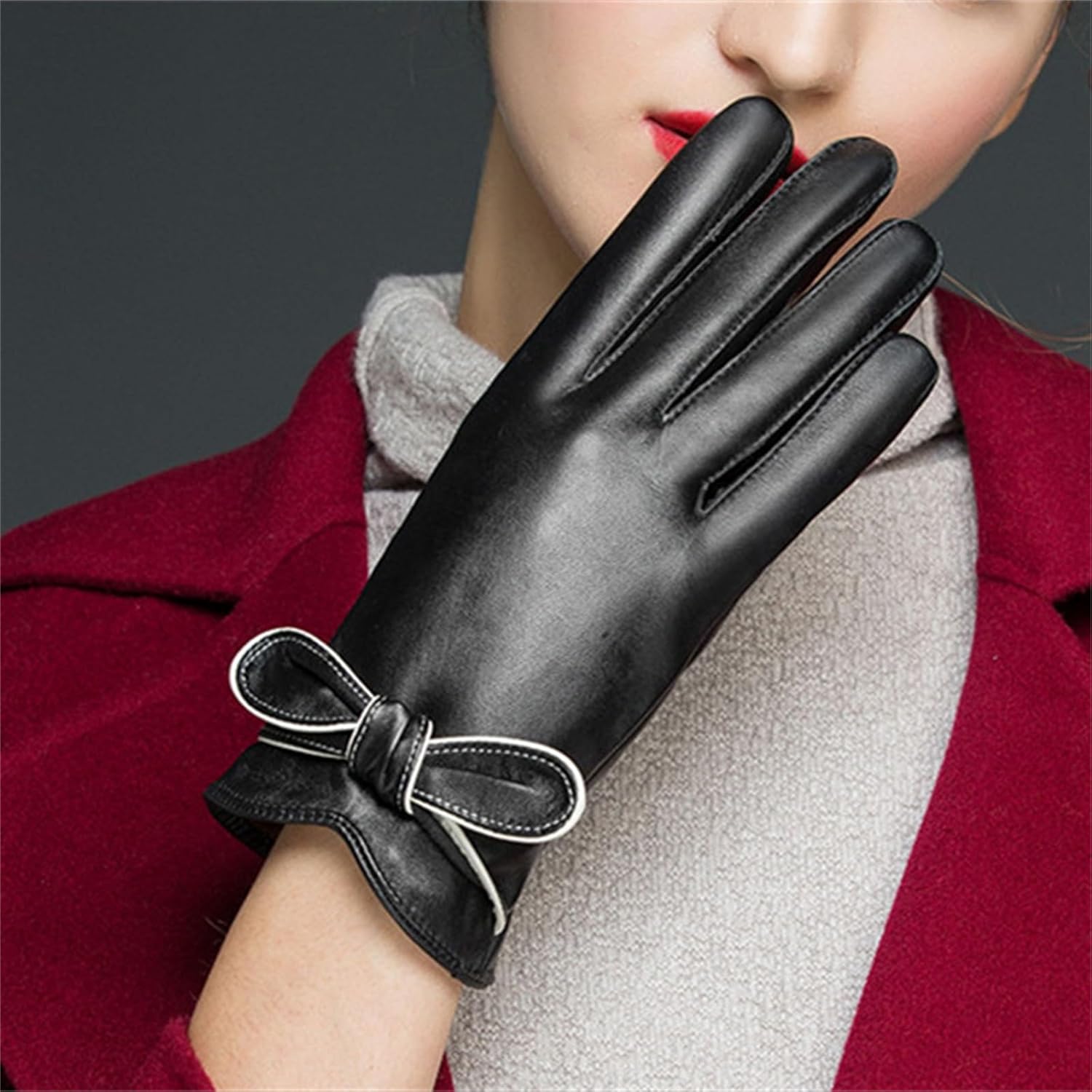 [小さな店] 手袋 レディース 保温手袋 革手袋レディース厚く冬暖かい手袋女性 防寒女性 手袋 裏起毛