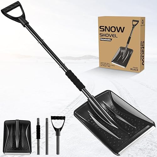 Pala de nieve, pala de nieve portátil de aluminio ligera de gran capacidad, para padres e hijos, para jugar a la nieve en automóvil, palas de nieve