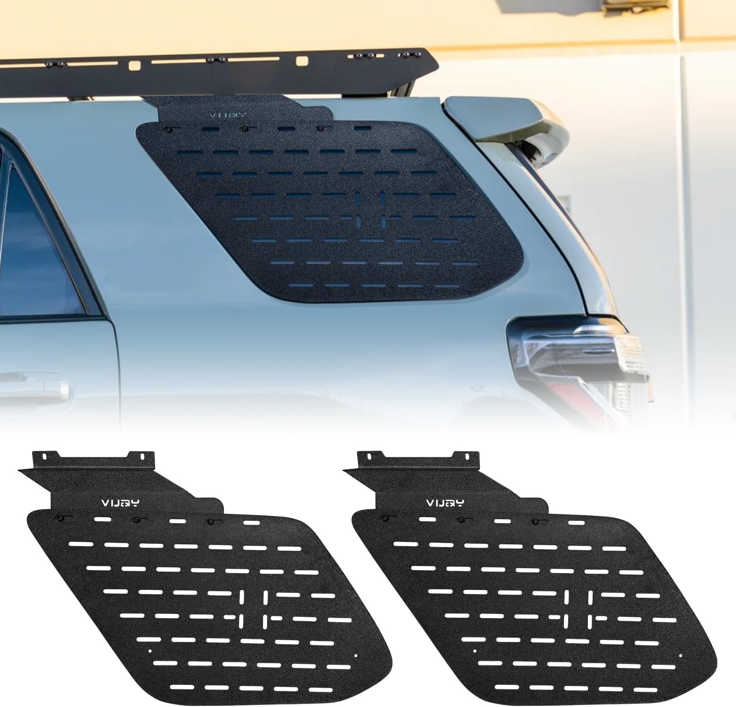 4Runner Rear Window Molle Panel Modular Storage Panel System Exterior Cargo Rack Shelf Compatible with 2010-2024 Toyota 4Runner 5th Gen (Exclude 10-13 Trail, 19+TRD Pro) - Pair