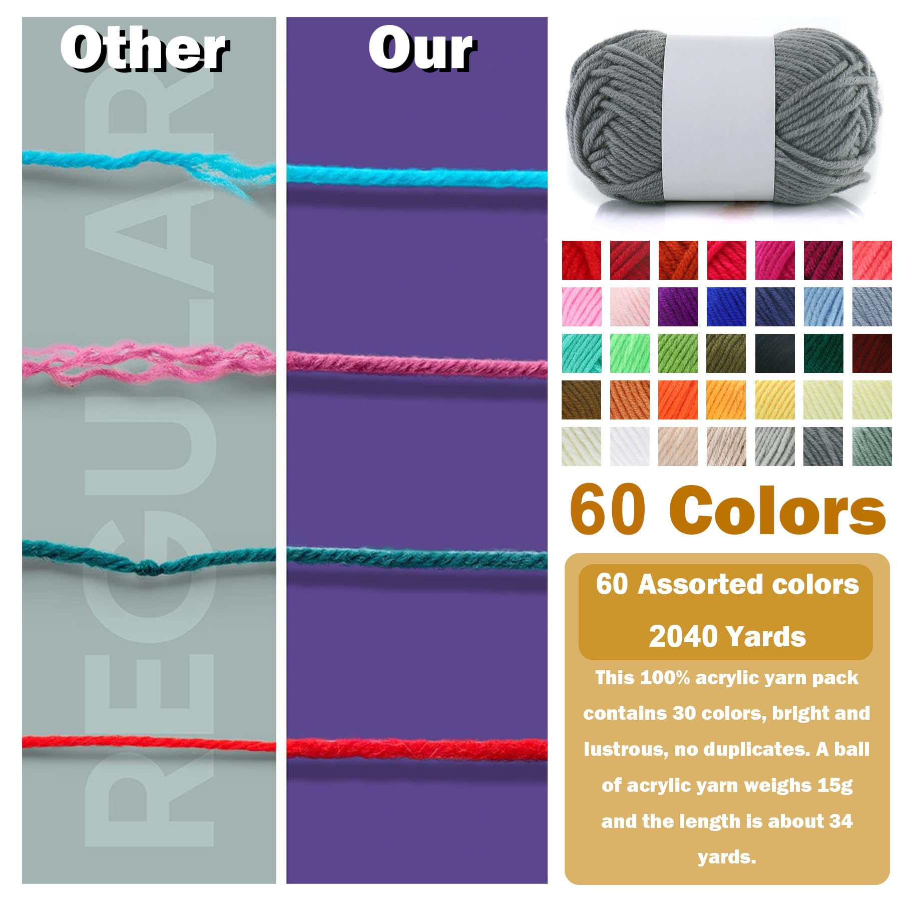 60 Colore Cotone per Uncinetto Filo Filato Crochet Yarn, 60 x 15g Filato Acrilica Lana di Cotone Colorata per Uncinetto Maglieria Crochet Artigianato Fai da Te