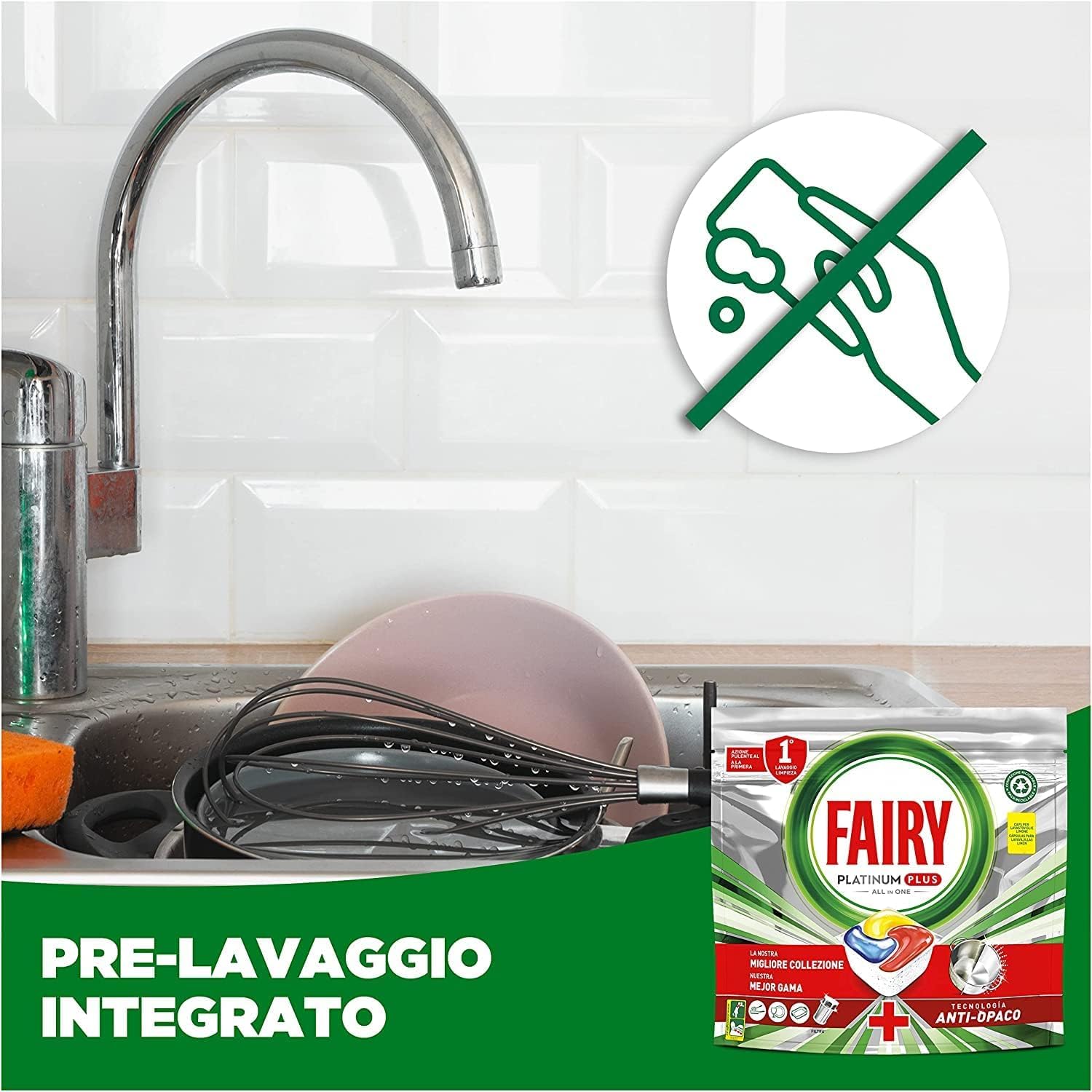Pastiglie Lavastoviglie All in One al Limone – 38 Capsule – Azione Brillantante kit con Spugna Brandizzata SPESA & RISPARMIO Inclusa – Variazioni 2/4/6 Pezzi (6)