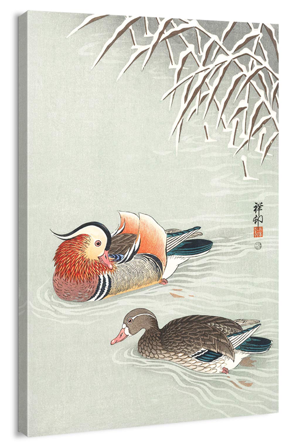 Canvas Print Wall Art - Japanese Ukiyo-e Art Mandarin Ducks by Ohara Koson - 16x24 inches