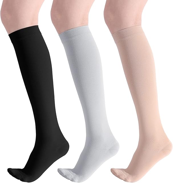 Sinocare Compression Socks for Women 3 Pairs, 23-32mmHg Compression Stockings for Fitness, Running,Sport, Medical, Athletic, Edema, Varicose Veins, Travel,Nursing