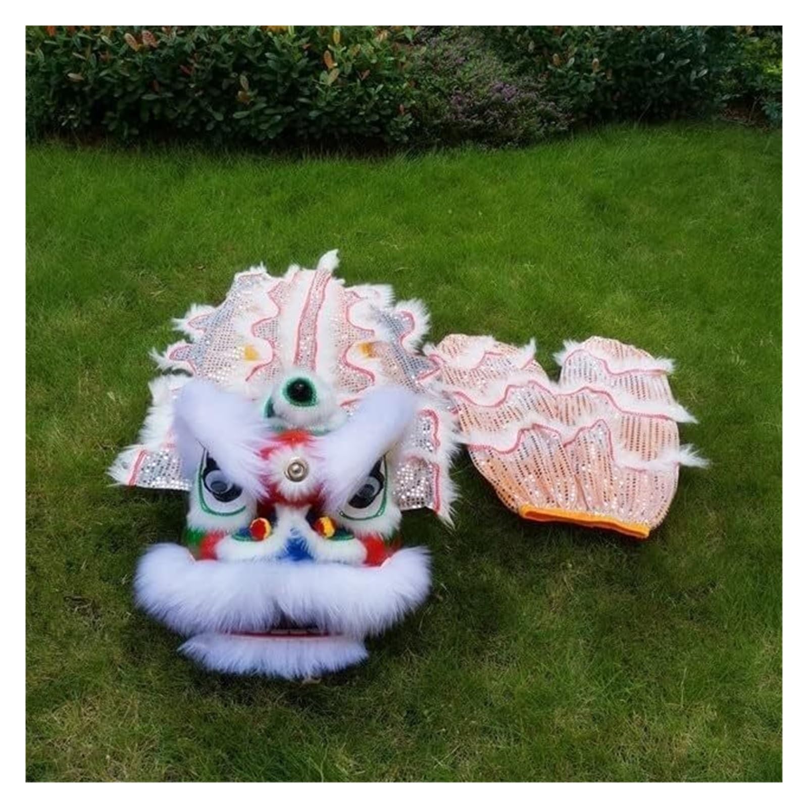 CVdrtyED Lion Dance Costume 6in Chinese Lion Dance Spring Festival Celebration Opening Outdoor Traditional Mascot Performance Dragon(White)