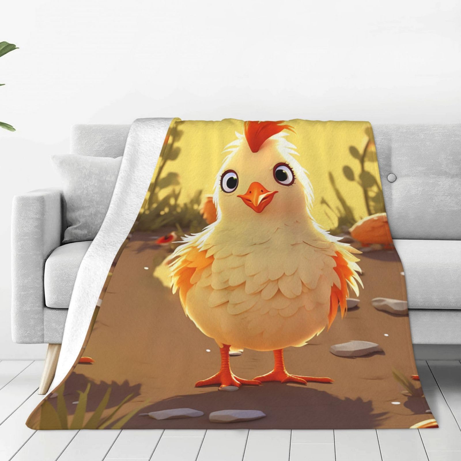 KLOPH Chicken Chick Throw Blanket 40"x30" Flannel Fluffy Warm Blanket for Couch, Reversible Plush Blankets for Bed, Comfy Fuzzy Blanket for Sofa, Plush Lightweight-Blankets for All Season
