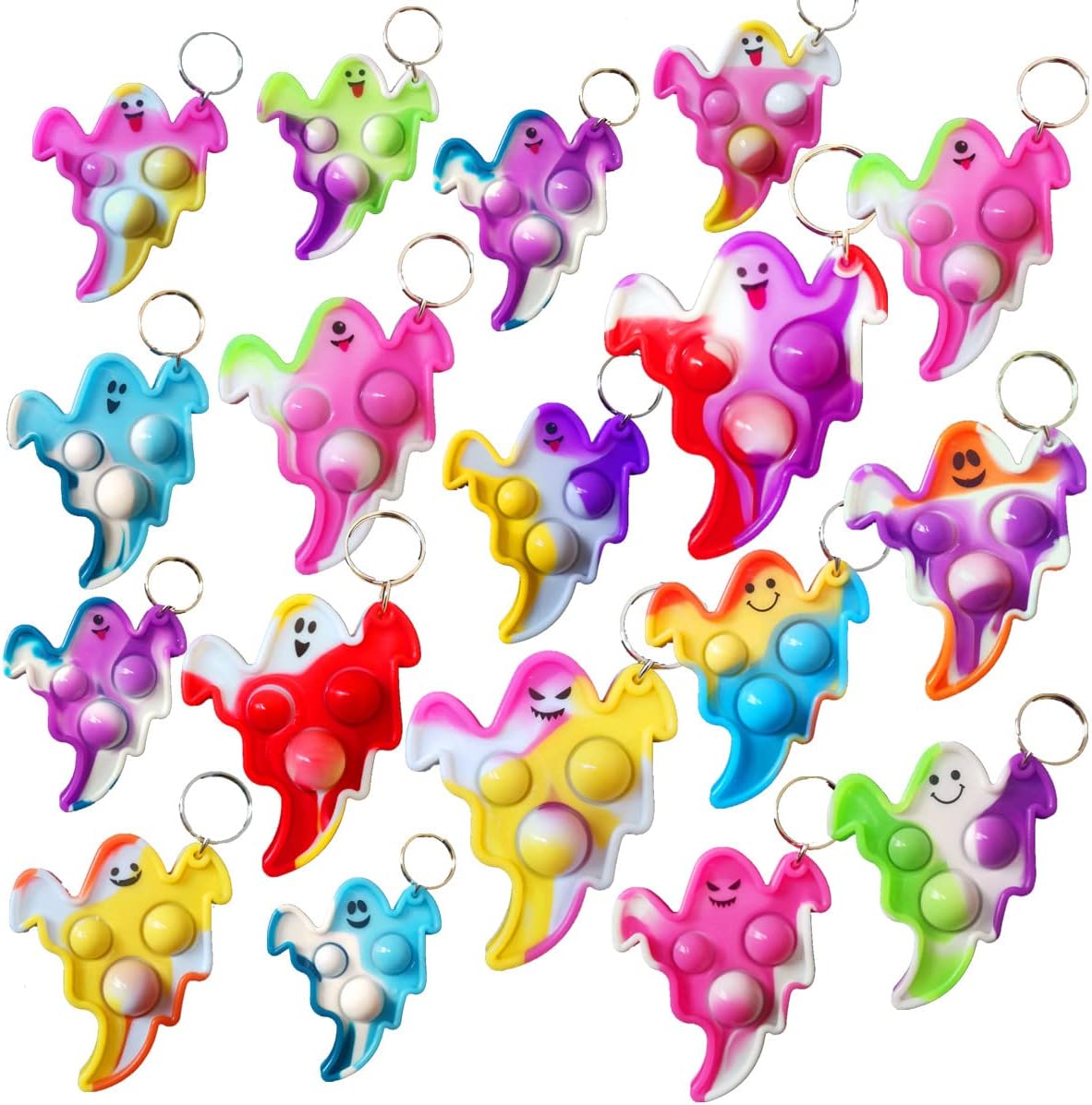 20 Packs Bulk Halloween Ghost Fidget Mini Pop for Kids Party Favors and Classroom Students Gifts