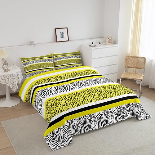 Miniatura 7 de Juego de edredón con estampado de guepardo turquesa, juego de ropa de cama tamaño King para niños y adultos, decoración de habitación de animales,